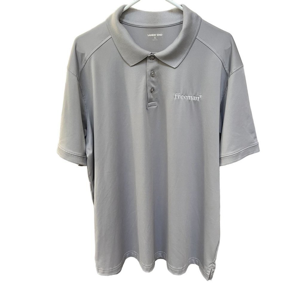 LANDS End‎ Mens Gray Quarter Button Down Polo Shirt Size XL